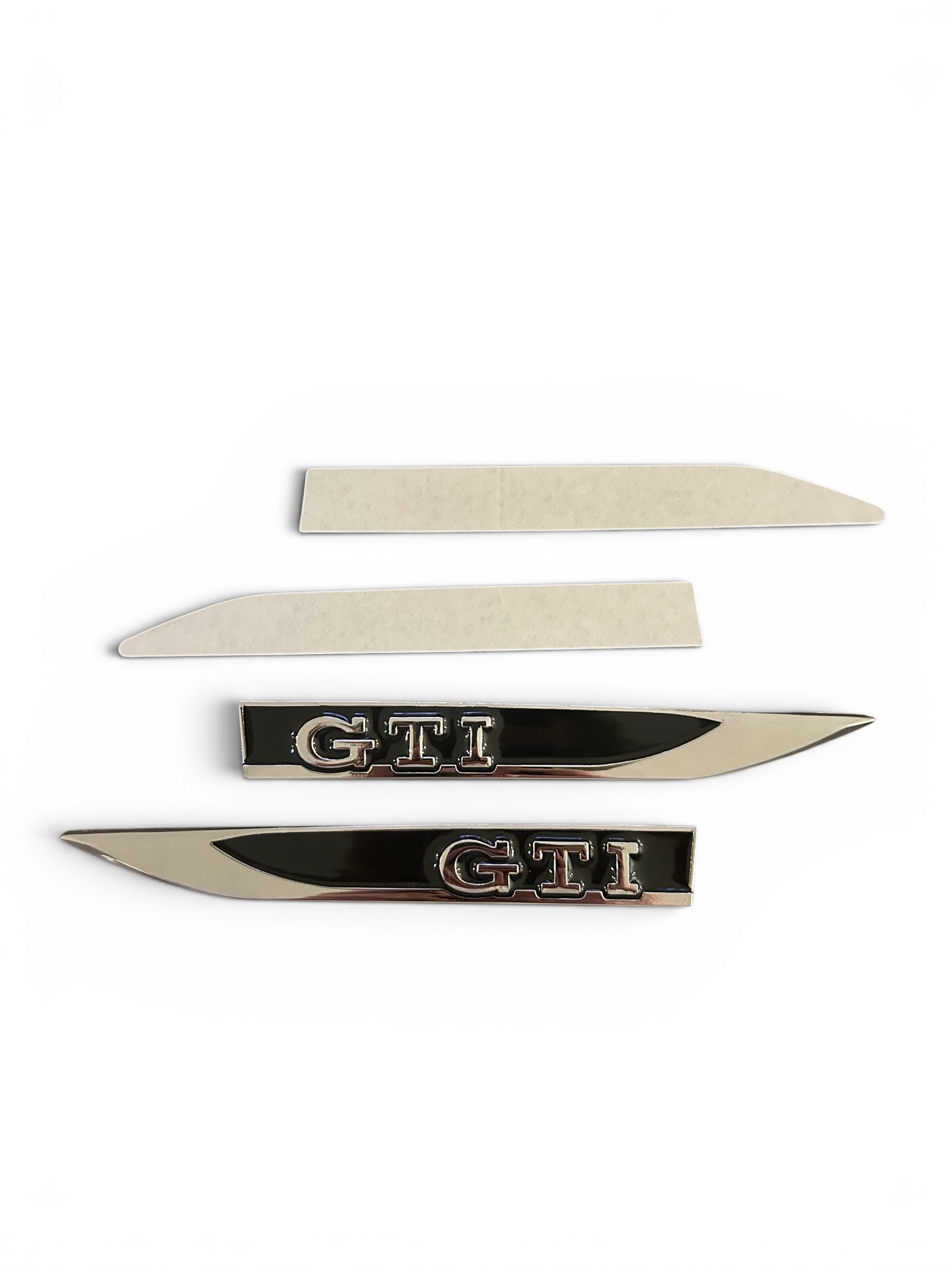 VW Golf GTI Emblem Set Schwarz/Silber – Heckklappe, Seiten & Kühlergrill – 3-teilig