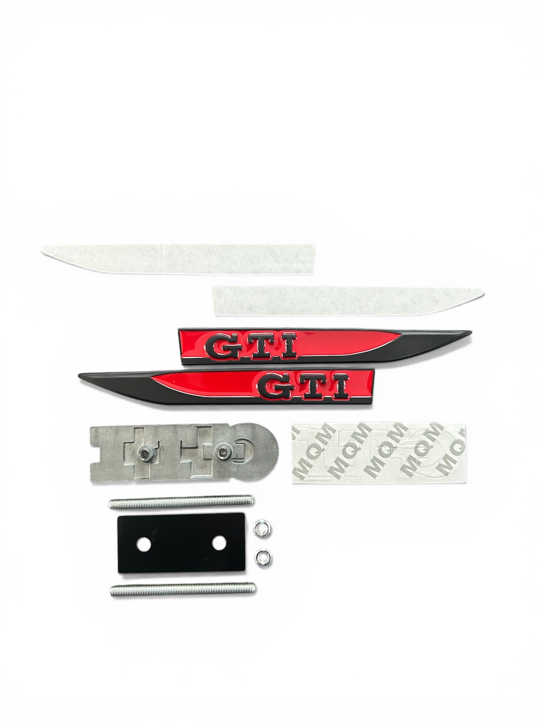 VW Golf GTI Emblem Set Schwarz/Rot – Heckklappe, Seiten & Kühlergrill – 3-teilig