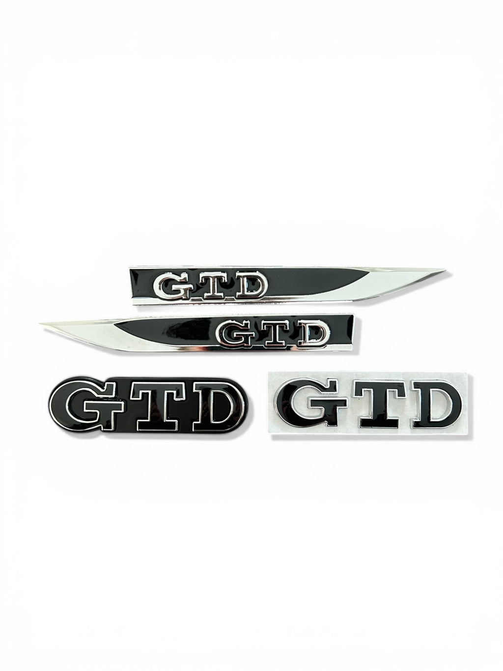 VW Golf GTD Emblem Set Schwarz/Silber – Heckklappe, Seiten & Kühlergrill – 3-teilig