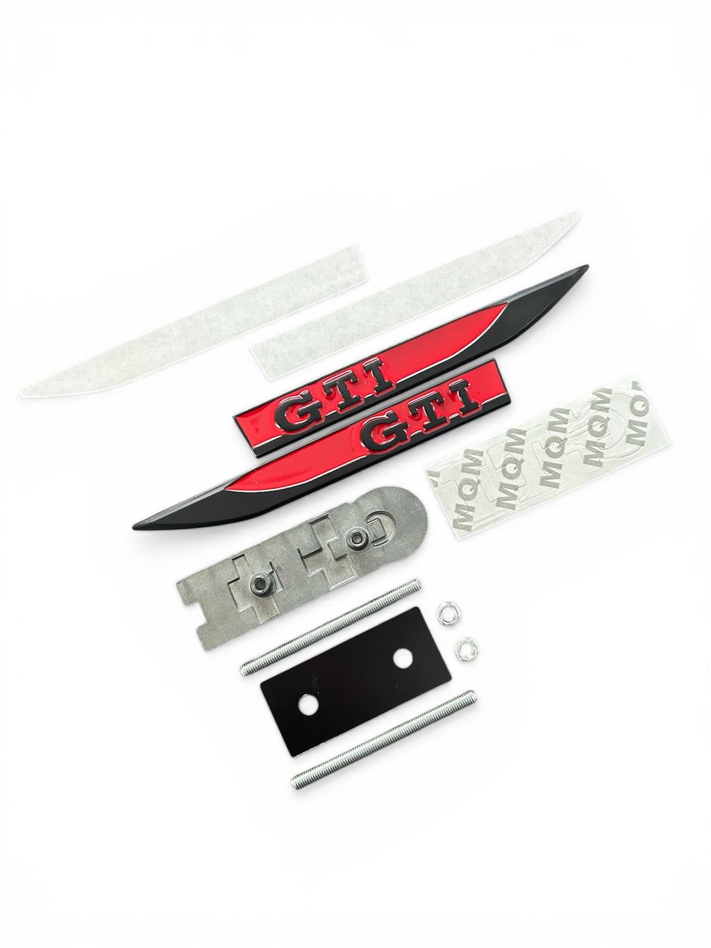 VW Golf GTI Emblem Set Schwarz/Rot – Heckklappe, Seiten & Kühlergrill – 3-teilig