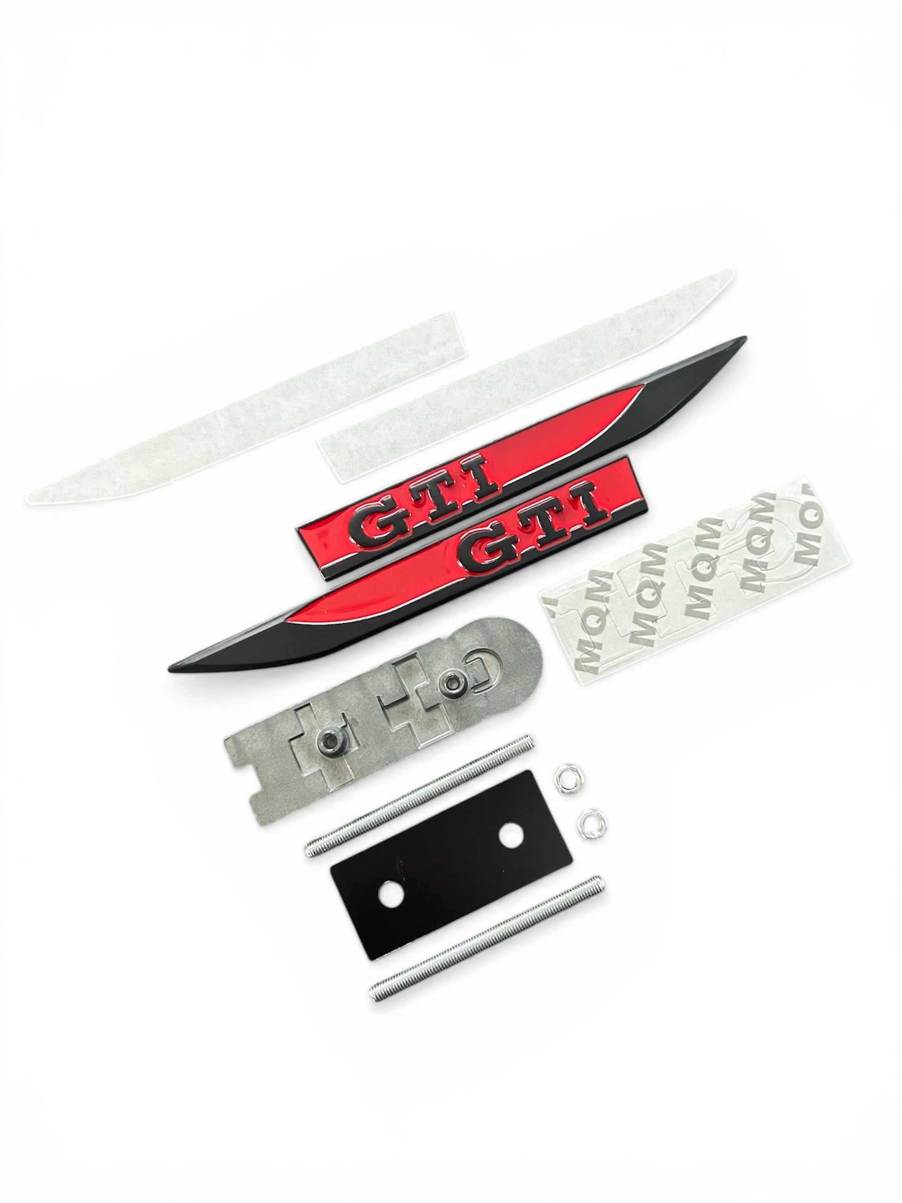 VW Golf GTI Emblem Set Schwarz/Rot – Heckklappe, Seiten & Kühlergrill – 3-teilig