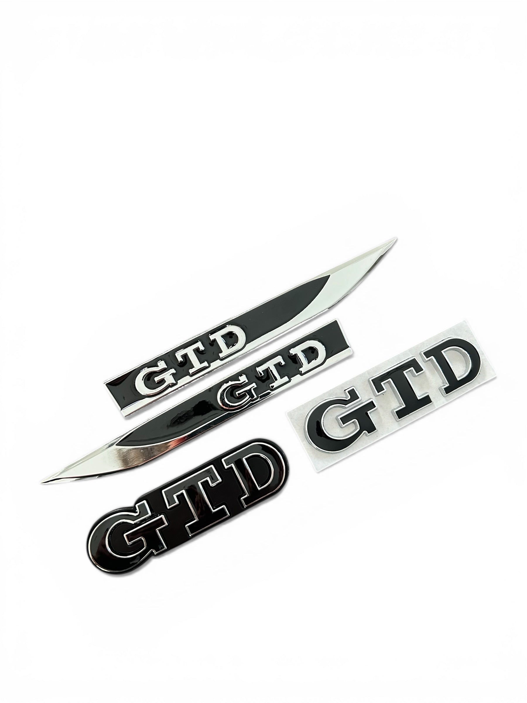 VW Golf GTD Emblem Set Schwarz/Silber – Heckklappe, Seiten & Kühlergrill – 3-teilig