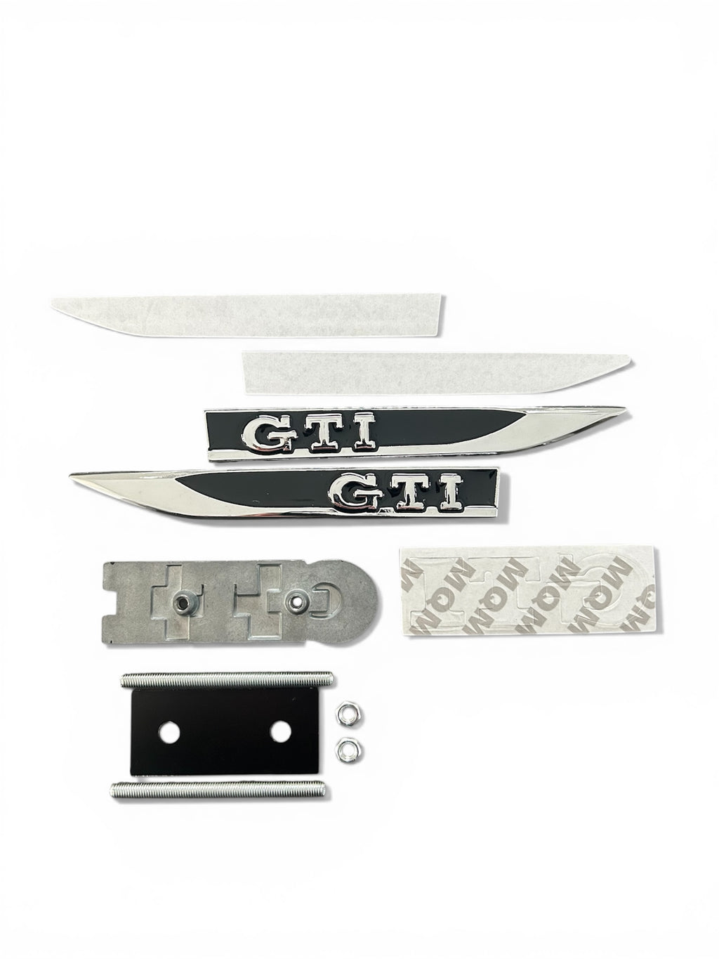 VW Golf GTI Emblem Set Schwarz/Silber – Heckklappe, Seiten & Kühlergrill – 3-teilig