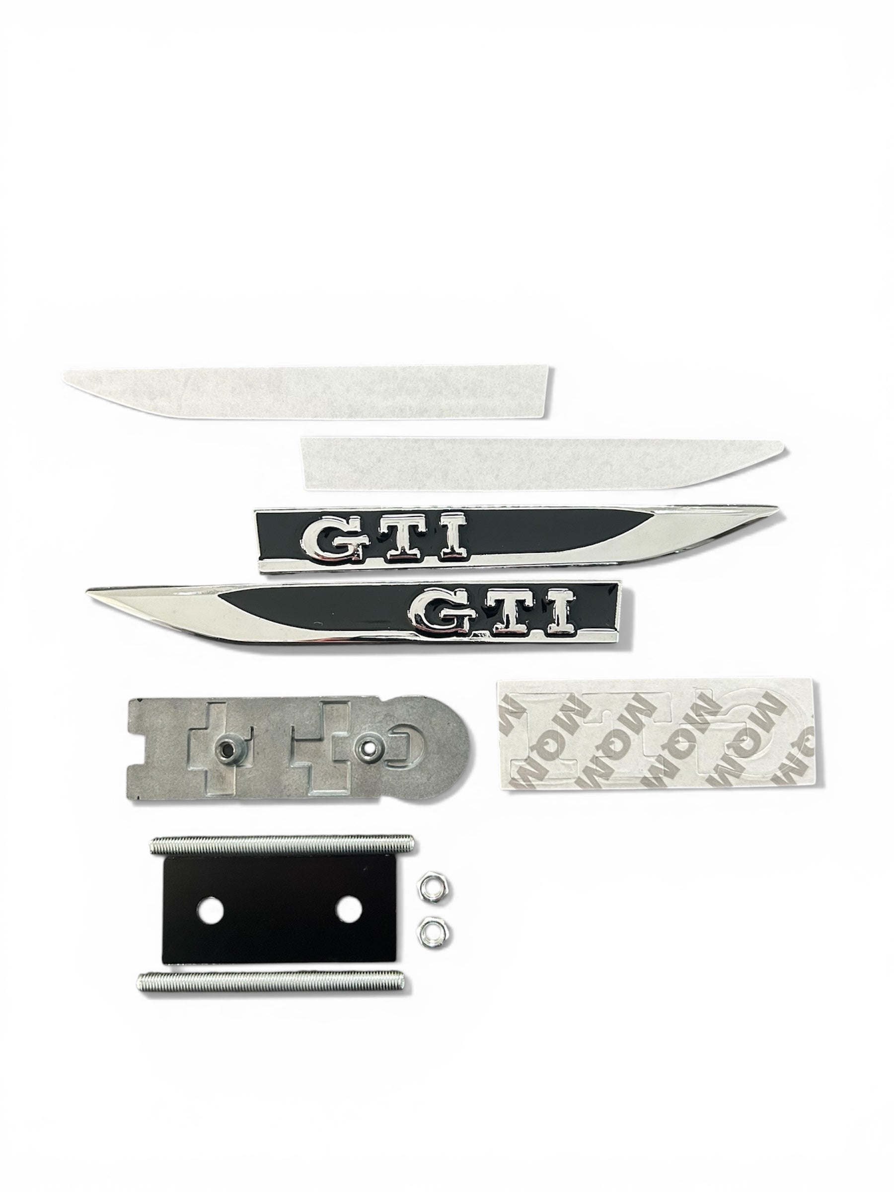 VW Golf GTI Emblem Set Schwarz/Silber – Heckklappe, Seiten & Kühlergrill – 3-teilig