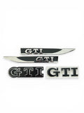 VW Golf GTI Emblem Set Schwarz/Silber – Heckklappe, Seiten & Kühlergrill – 3-teilig