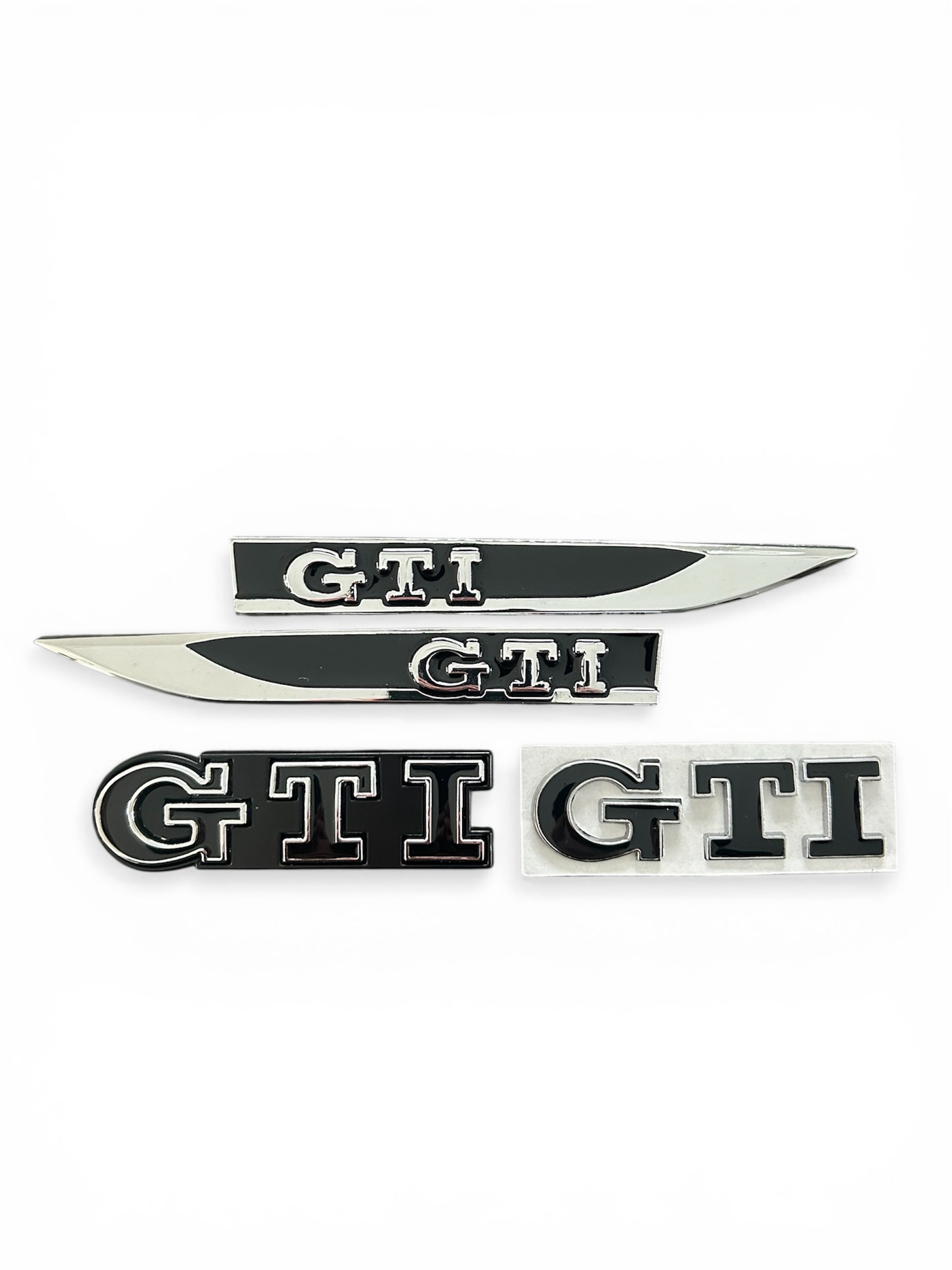 VW Golf GTI Emblem Set Schwarz/Silber – Heckklappe, Seiten & Kühlergrill – 3-teilig