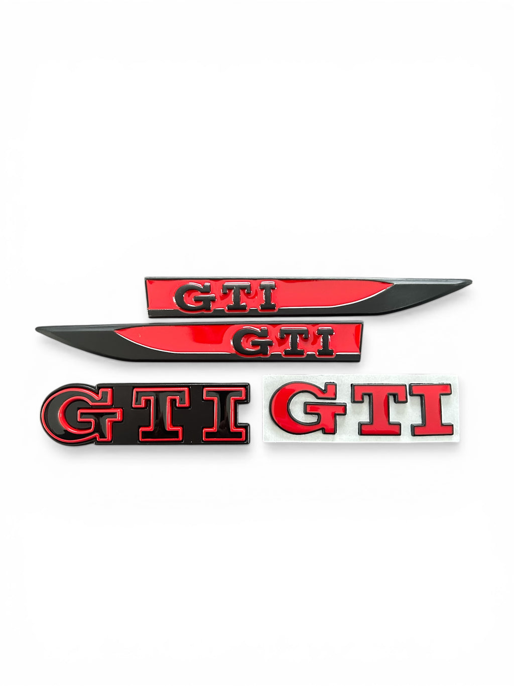 VW Golf GTI Emblem Set Schwarz/Rot – Heckklappe, Seiten & Kühlergrill – 3-teilig